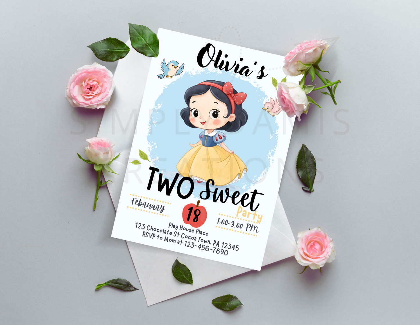 *Digital file Snow White Birthday, 1st Birthday Digital Download, Personalized party, plantillas.
