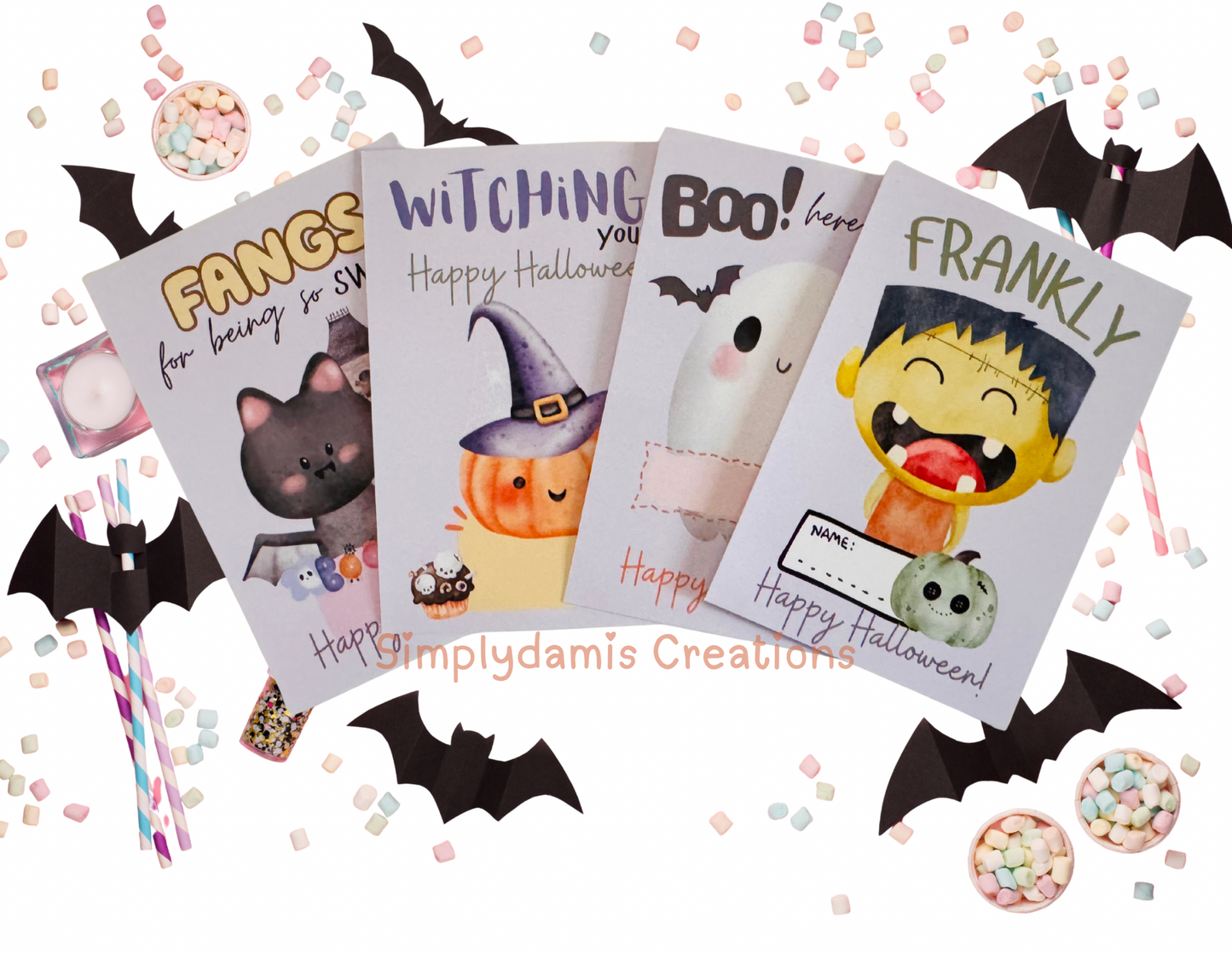Digital file Halloween Party favors Digital Download, Personalized cards