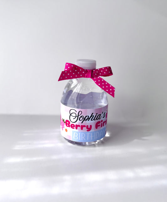 12 Berry First Birthday Water labels