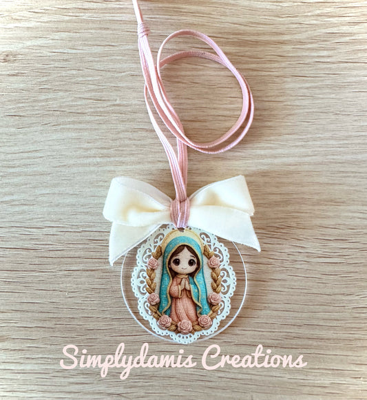 Acrylic Virgen de Guadalupe car charm