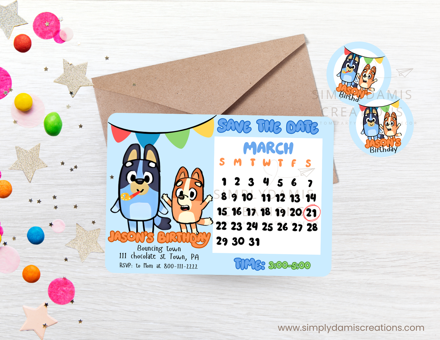 Digital file Blue dog Digital Download, Personalized party, plantillas.