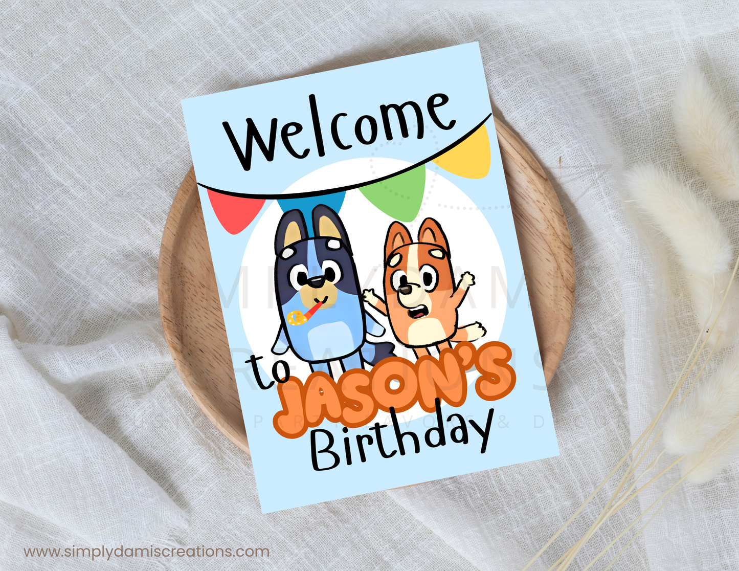Digital file Blue dog Digital Download, Personalized party, plantillas.