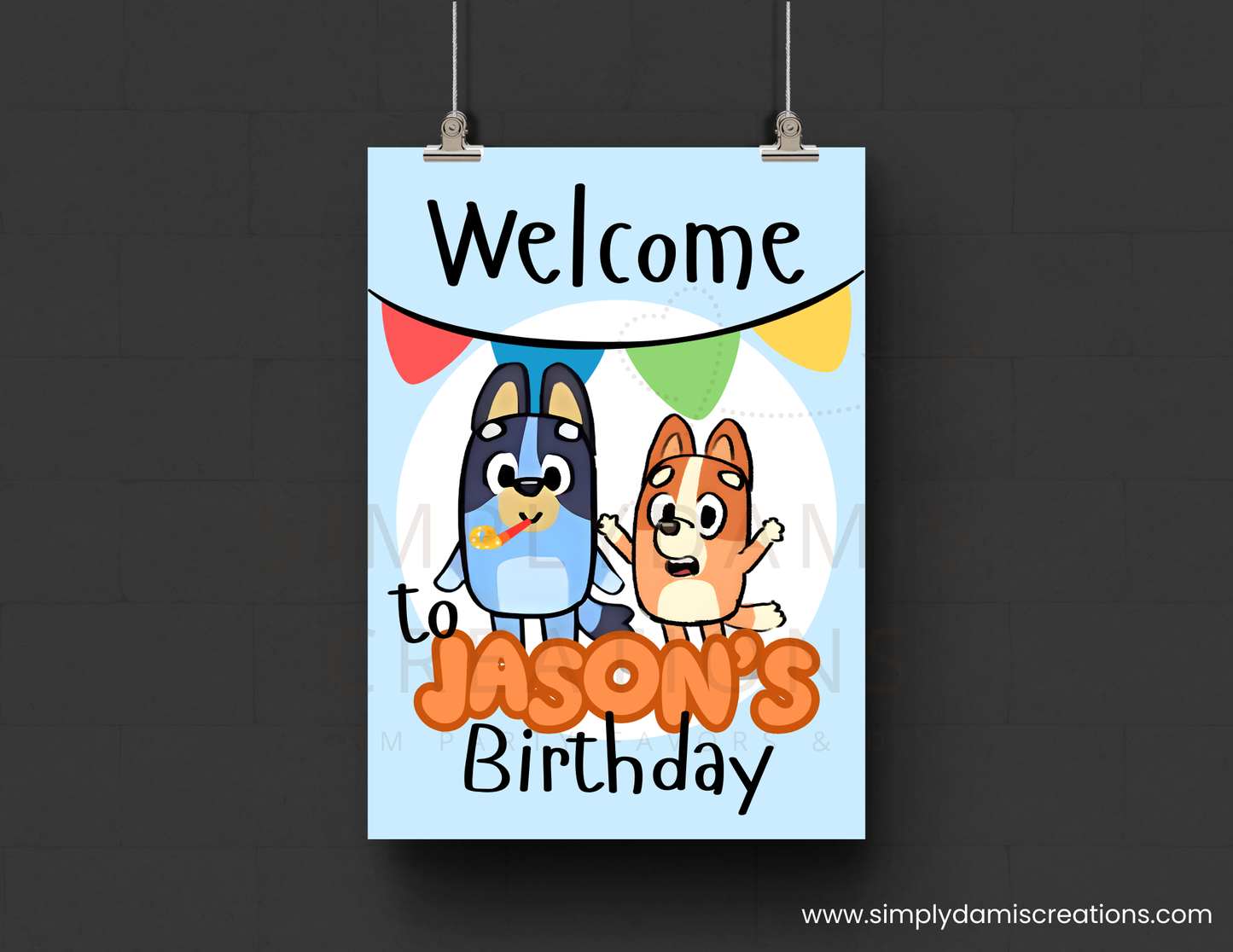 Digital file Blue dog Digital Download, Personalized party, plantillas.