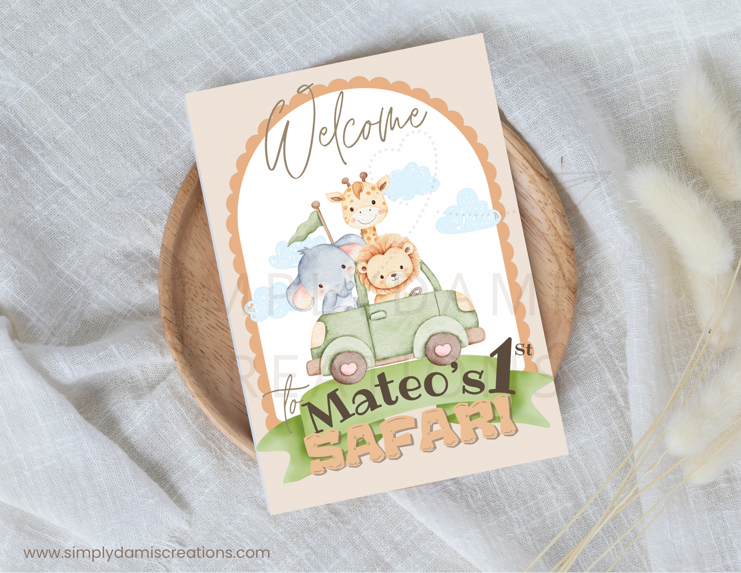 Digital file Safari Birthday, 1st Birthday Digital Download, Personalized party, plantillas.