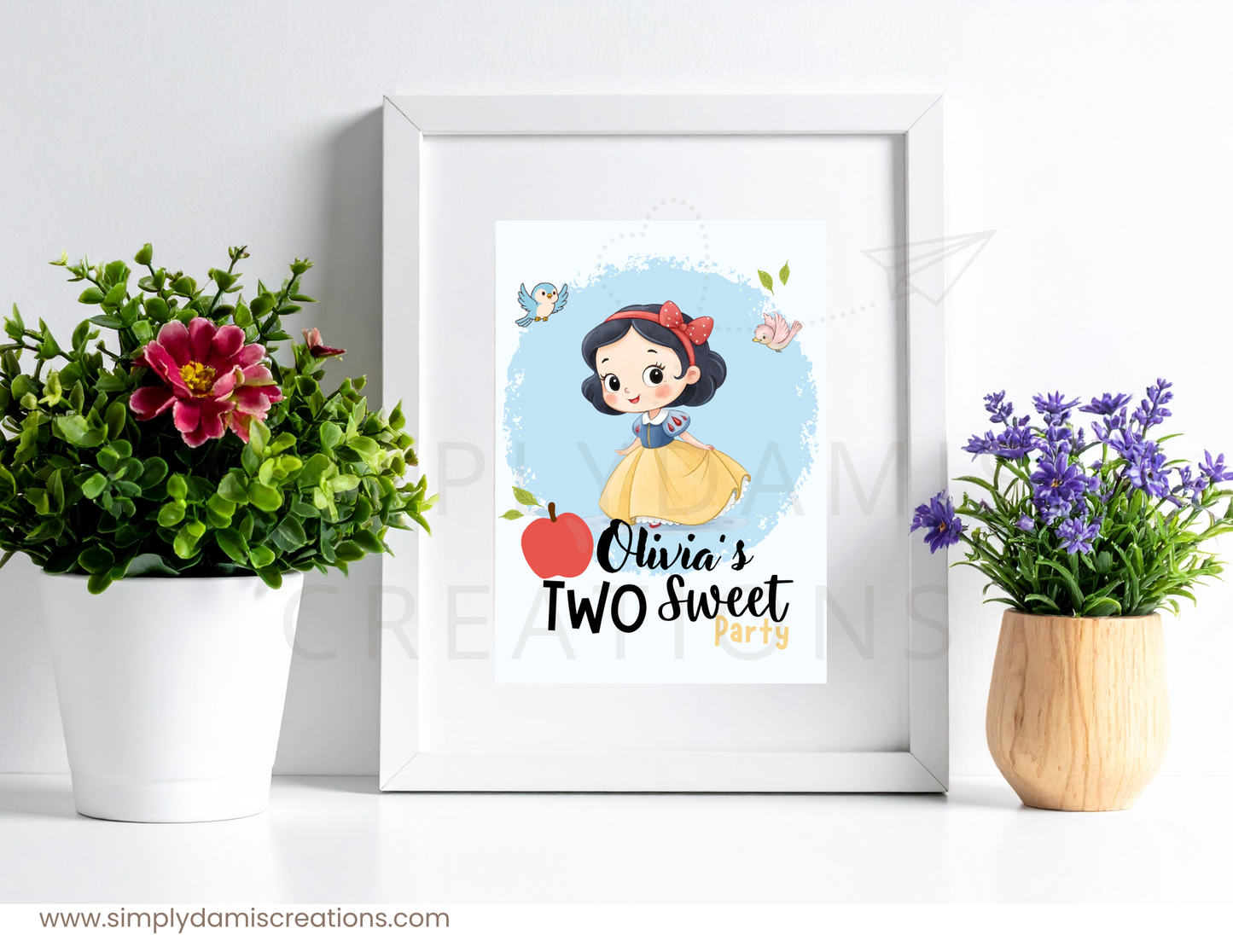 *Digital file Snow White Birthday, 1st Birthday Digital Download, Personalized party, plantillas.