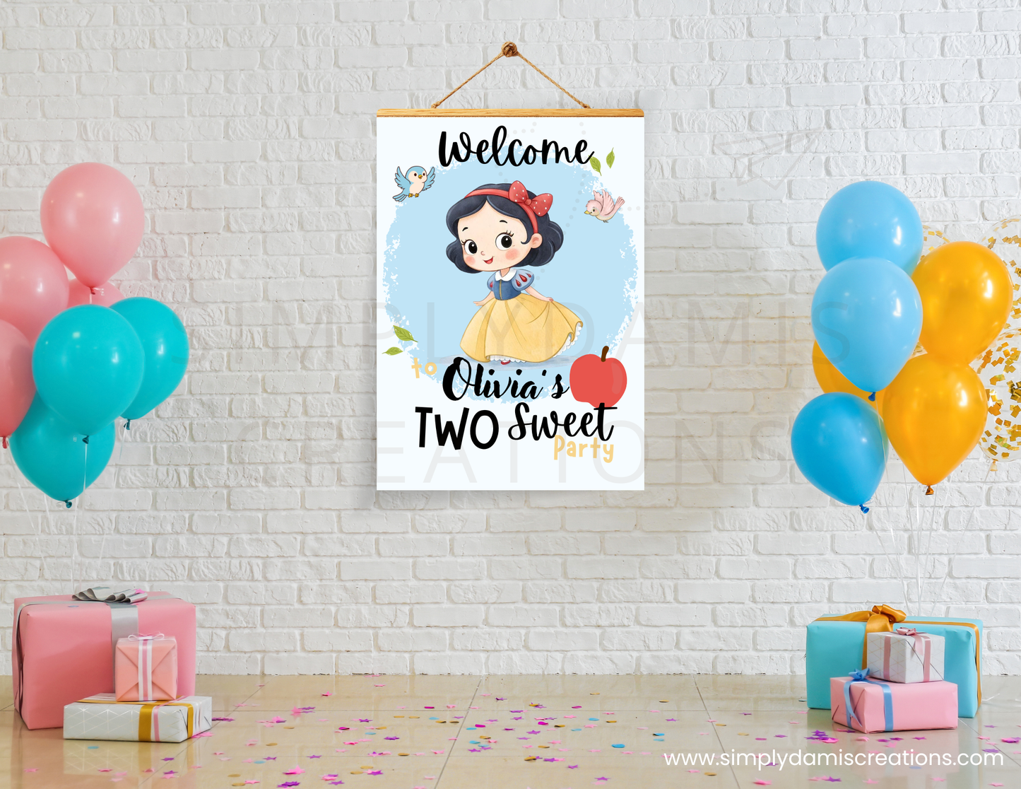 *Digital file Snow White Birthday, 1st Birthday Digital Download, Personalized party, plantillas.