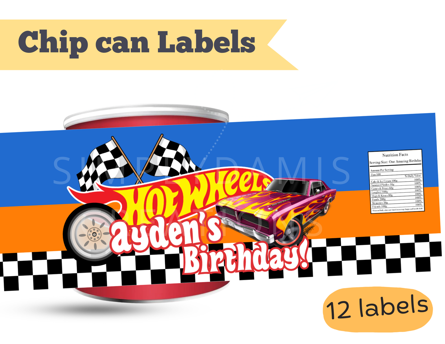 Personalized Pringles can labels (12 count)