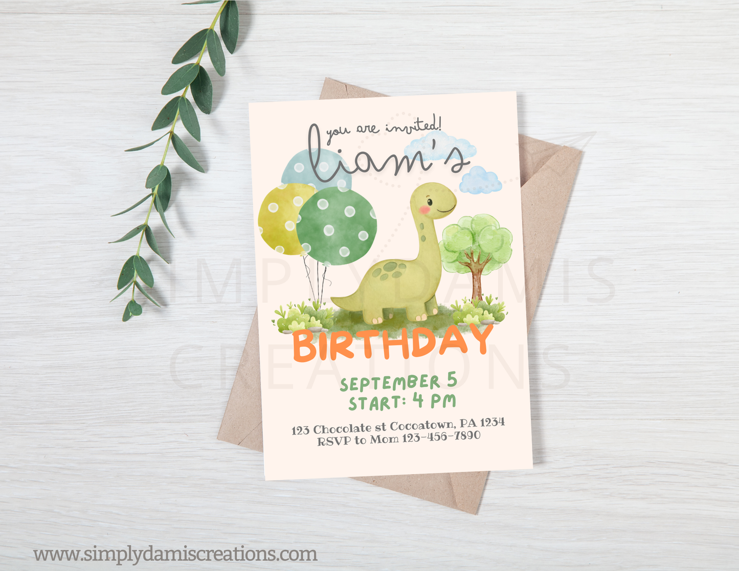 Digital Dinosaurs Birthday, 1st Birthday Digital Download, Personalized party, plantillas.