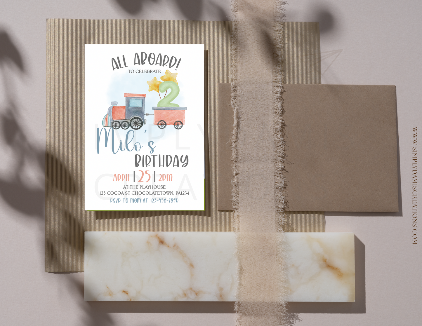 Digital File Train Birthday, Birthday Invitation Digital Download, Train invitation, plantillas.