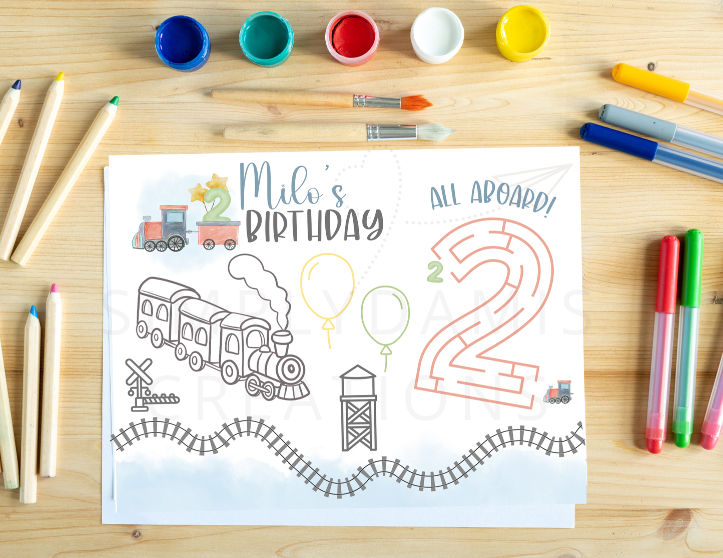 Digital File Train Birthday, Birthday Invitation Digital Download, Train invitation, plantillas.