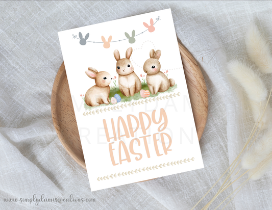 *Digital File Happy Easter Card, Easter Card Digital Download, Personalized party, plantillas.