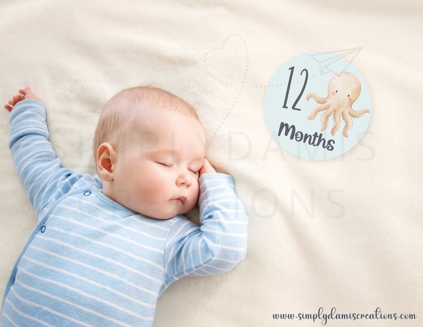 Baby Monthly Milestones Digital File Card, Ocean Baby Milestone Card Digital Download, plantillas.