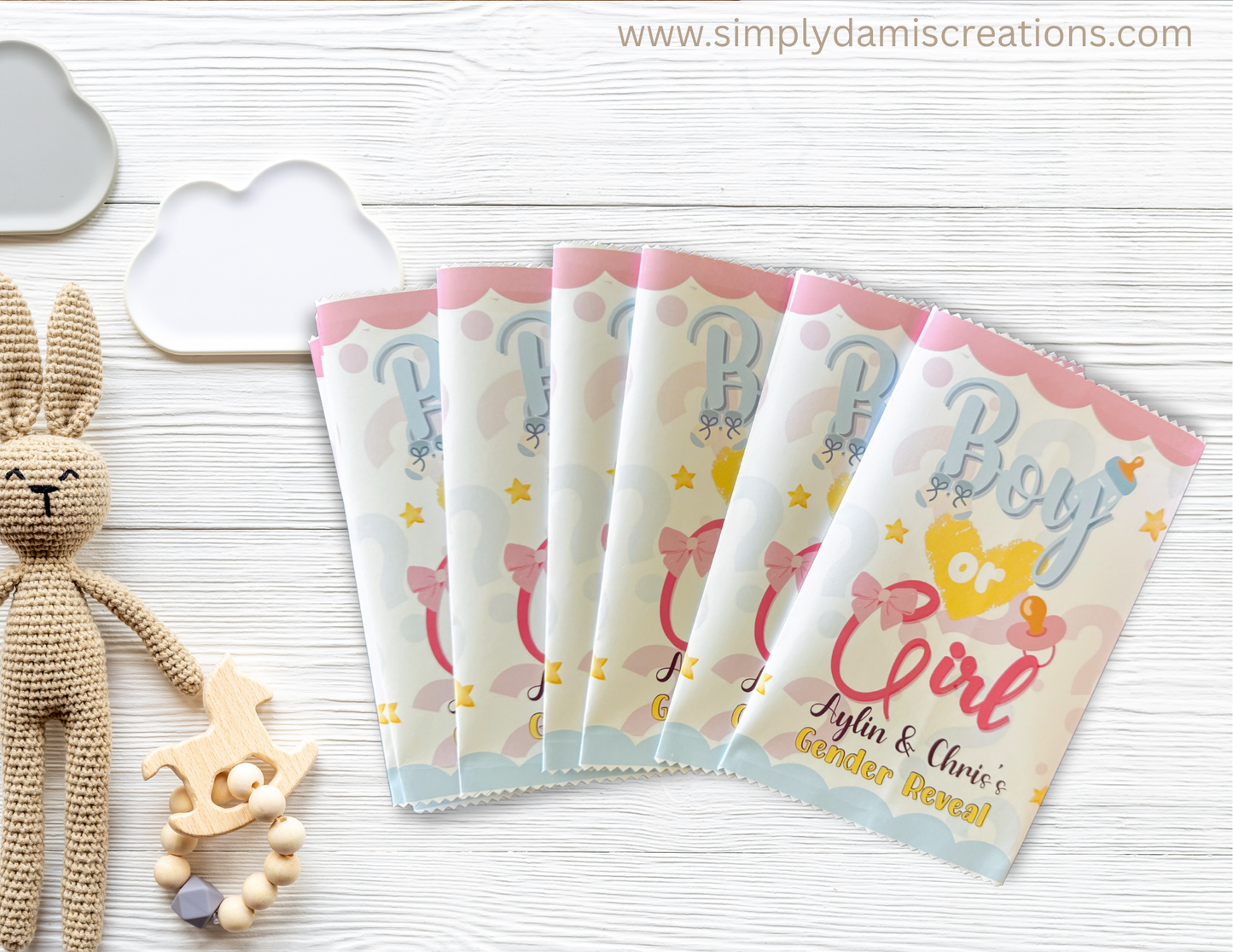 Gender Reveal Personalized Chip Bags (12 Bags)