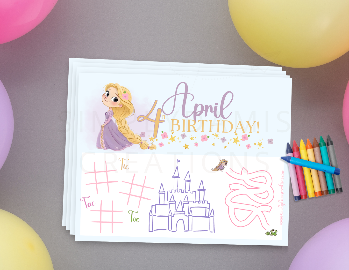 Birthday princess placemats, Personalized placemats