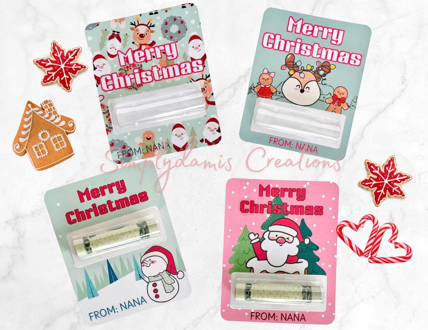 *Digital File Christmas Money Card Holders,Digital Download, Personalized cards