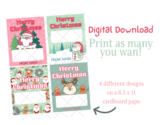 *Digital File Christmas Money Card Holders,Digital Download, Personalized cards
