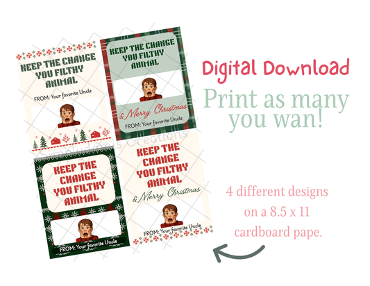 *Digital File Christmas Money Card Holders,Digital Download, Personalized cards