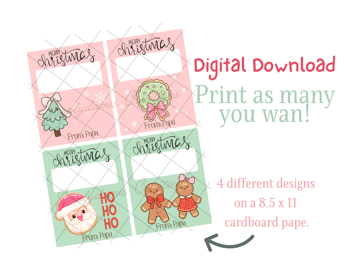 *Digital File Christmas Money Card Holders,Digital Download, Personalized cards