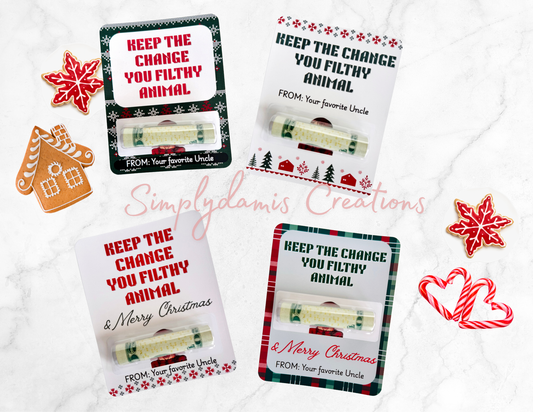 *Set of 4 Personalized Money holders cards. Keep the change your filthy an…